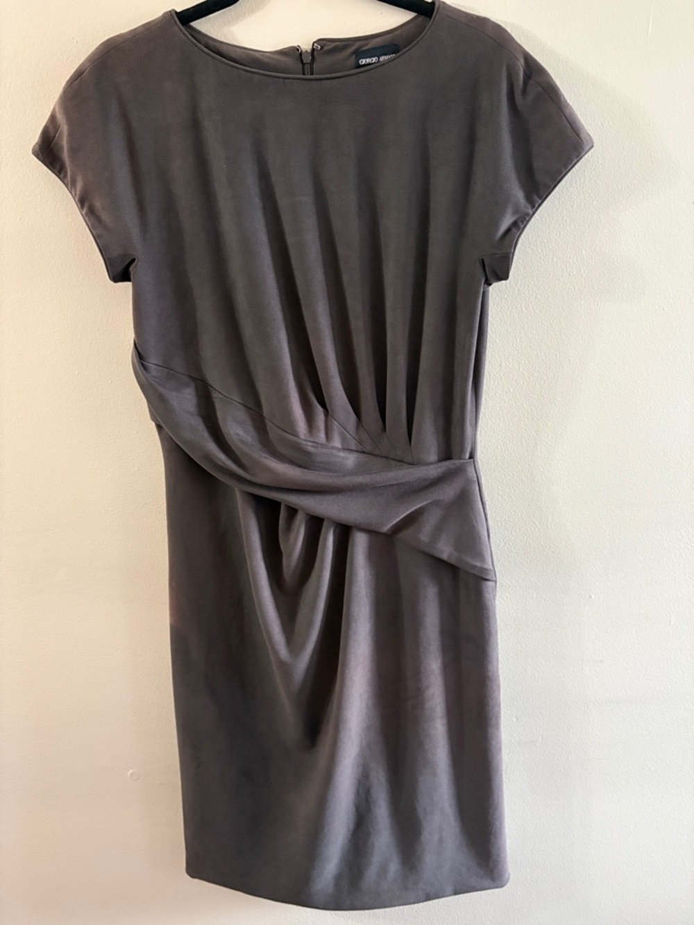Giorgio Armani Faux-Suede Midi Dress Size 16